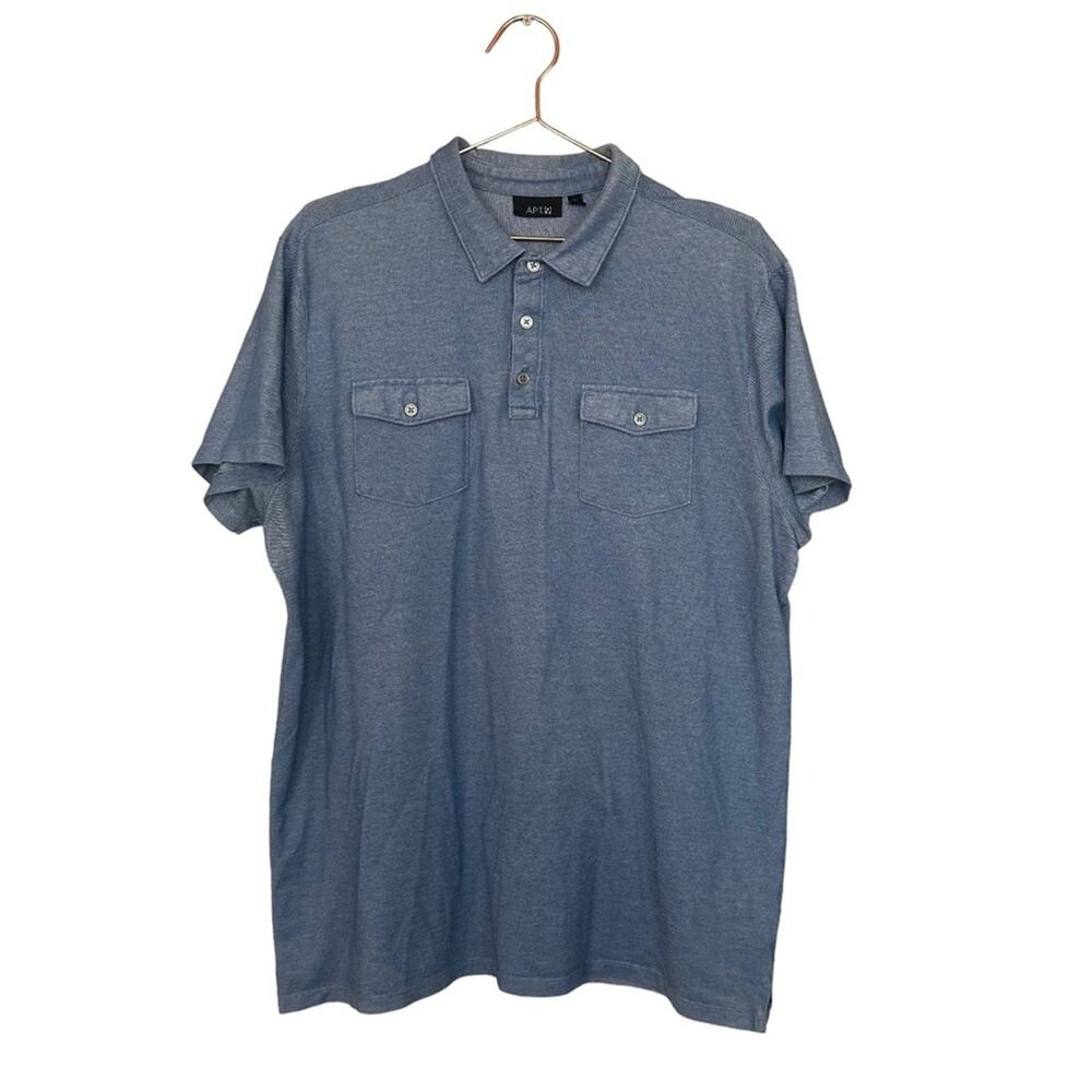 Apt 9 Men's Polo Heather blue XL Short Sleeve Collared with Pockets Shirt
